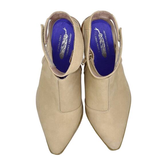 B0 NEW JEFFREY CAMPBELL FREE PEOPLE Beige Nubuck Cutout Bootie Shoes Size 8 M - Picture 5 of 8